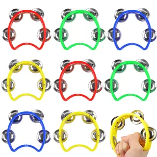8 Pack Plastic Percussion Tambourine Hand Tambourine Bells