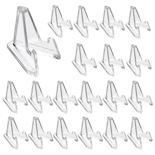 Hipiwe 20 Packs Mini Acrylic Easel Stands Clear Coin Display Easel