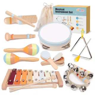 YHHYTOY Montessori Toys Wooden Baby Musical Instruments Set for Toddlers