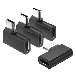 USB-C 90 Degree Adapter 4Pack, USB C Right Angle Adapter 100W 20Gbps 4K