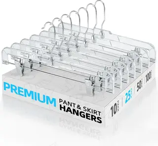 HOUSE DAY 25 Pack Clear Pants Hangers with Clips