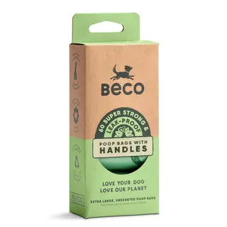 BECO - Poop Bags Unscented with Handles (x4 Rolls)