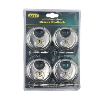 AIYI 4-Piece Keyed Alike 70mm Stainless Steel Discus Padlock Set AY075-412