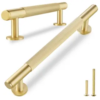 QOGRISUN 5-Pack Solid Brass Cabinet Pulls