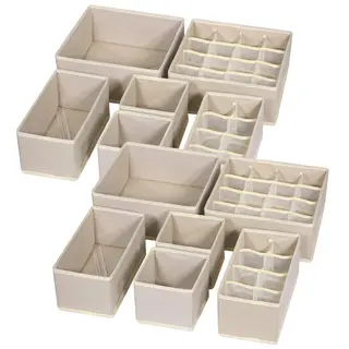 TENABORT 12 Pack Foldable Drawer Organizer Dividers Cloth Storage Box