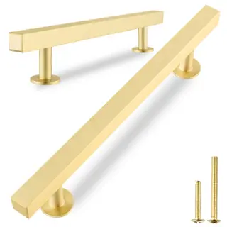 QOGRISUN 5-Pack Solid Brass Cabinet Handles