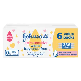 Johnson's Baby Extra Sensitive Wipes, 98% Pure Water