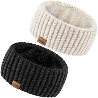 Sofier Winter Headbands for Women 2 Packs Knit Ear Muffs With Thick