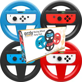 Orzly Nintendo Switch & OLED Console Steering Wheel, 4 PACK, for Mario Kart 8 Deluxe Nintendo Switch