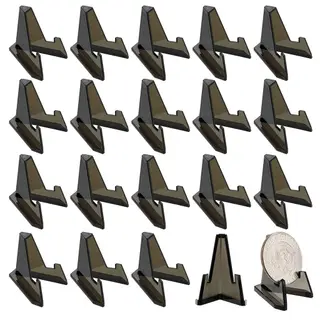 Hipiwe 20 Packs Mini Acrylic Easel Stands Black Coin Display Easel