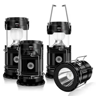 DIBMS 4-Pack Solar Camping Lantern, Collapsible Flashlight Emergency Lights