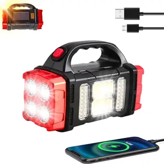 NAKCNM Solar Rechargeable High Lumen Flashlight & LED Lantern