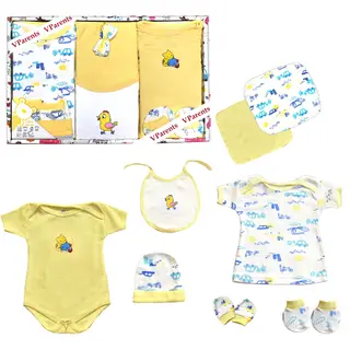 Vparents Bitsy New Born Baby Gift Set (Yellow, Pack of 8)