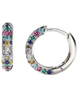 Lymphatic Drainage Slimming Hoop Earrings, Colorful Crystal Round Earrings