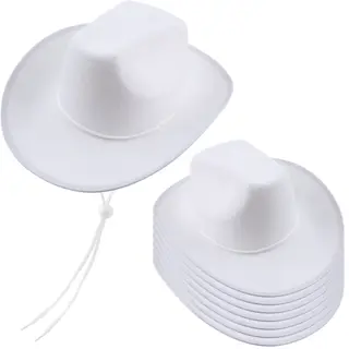 8 Pack Cowboy Hat Felt Western Hat for Women and Men Cowboy Cowgirl Theme Bachelorette Birthday Party (White)
