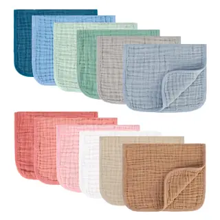 MIGIOL Muslin Burp Cloths 100% Cotton Pack of 12. Soft