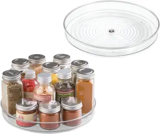 iDesign InterDesignLinus Turntable, Kitchen Pantry or Countertop Organization, 9" Inch, Clear, 2 Count