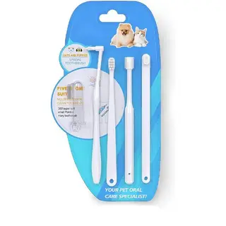 Assorted Colors 5 Different Dental Dog/Cat Toothbrushes Set With ReVibe Pen