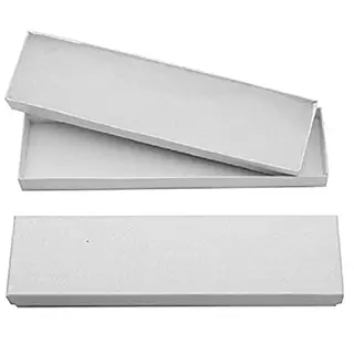 RJ Displays 6 Pack Cotton White Color paper Cardboard Jewelry Boxes for Bracelets, Necklace boxes, Watch & Small Gifts box, Jewelry Gift Boxes Size 8" x 2" x 1" Inch - (White)