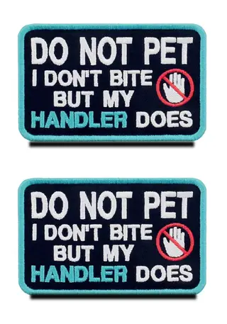 2 Packs Service Dog Do Not Pet I Dont Bite Buy My Handler Does Vests/Harnesses Patch Hook & Loop Embroidered Fastener Dog Badge Emblem for Service Dog Working Dog Guide Dog