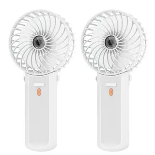 Lepwings Portable Fan Handheld 2 Pack - Mini Rechargeable Neck Hanging Fan with 16-Hour Cooling, 4-Speeds Foldable Pocket Fan for Summer Outdoor Travel Home Office - White
