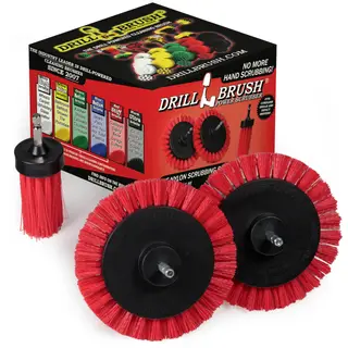 Drillbrush Hard Bristle Cleaning Brush for Crevices and Gaps - Drill Brush Attachments for Cleaning Brick and Cement - Brick Fireplace Cleaner Brushes - Cemetery Headstone Cleaner Kit for Graves