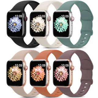 6 Pack Sport Bands Compatible with Apple Watch Band 38mm 40mm 41mm 42mm 44mm 45mm 49mm 46mm,Silicone Waterproof Strap for iWatch Apple Watch Series 11 10 9 Ultra 8 7 6 5 4 3 2 1 SE Women Men