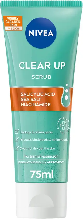 NIVEA Clear up Daily Scrub, Face Scrub for Pimple-prone Skin, 75ml