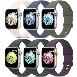 6 Pack Sport Bands Compatible with Apple Watch Band 38mm 40mm 41mm 42mm 44mm 45mm 49mm 46mm,Silicone Waterproof Strap for iWatch Apple Watch Series 11 10 9 Ultra 8 7 6 5 4 3 2 1 SE Women Men