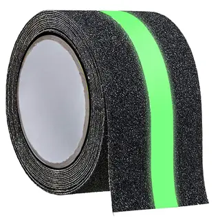 Gebildet Anti-Slip Non Skid Safety Tape, Luminous Green Glowing in The Dark Tape, High Traction Strong Grip Abrasive, Use Indoor (5CM x 5M, Black)