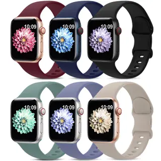6 Pack Sport Bands Compatible with Apple Watch Band 38mm 40mm 41mm 42mm 44mm 45mm 49mm 46mm,Silicone Waterproof Strap for iWatch Apple Watch Series 11 10 9 Ultra 8 7 6 5 4 3 2 1 SE Women Men