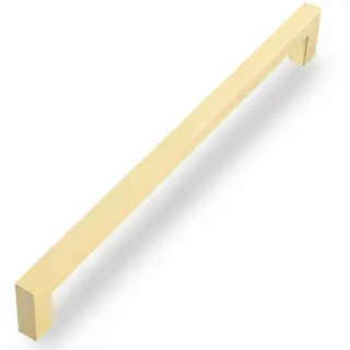 QOGRISUN 2-Pack Solid Brass Cabinet Pulls, Gold Square Drawer Handles, 8-3/4-inch Hole Center Kitchen Hardware for Dresser, Cupboard, Brushed Brass Finish