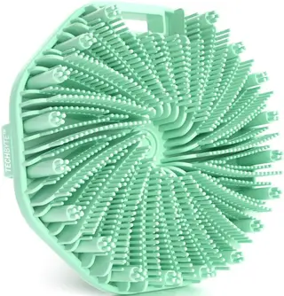 Silicone Body Scrubber - Exfoliating Brush - Antimicrobial Silicone - Unisex - Removes Dead Skin Cells - Eco-Friendly Material - Ultra-Durable Build - Ergonomic Grip - All Skin Types (Green)