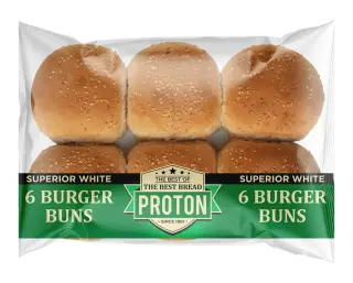 PROTON White Burger Buns 6s