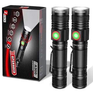 DARKBEAM LED Flashlights Rechargeable USB Tactical 2000 High Lumens Mini | Flashlight Pocket Small Powerful Bright, Zoomable, Water Resistant, Handheld Flash Light for Camping Outdoor Emergency, A300