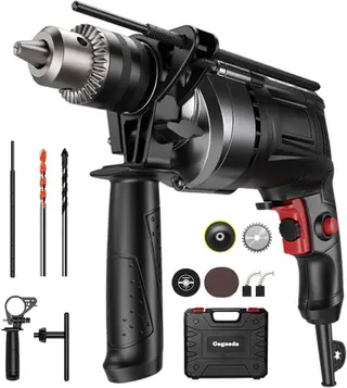 11-Piece Corded Rotary Hammer Drill Kit, Copper Motor, 360° Handle