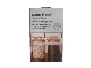 Acacia Wood Glass Jar 800ml 365g 1988-32 M-1398 Dh