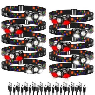 KunHe 10 Pack Headlamp Flashlight Head Lamps led Rechargeable Headlight Motion Sensor Head Lamp 10 Mode for Outdoor Camping Gear Hiking Fishing Running Cycling Headlight Emergency Lights for Home