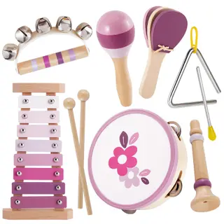 BUYGER Baby Musical Instruments Toy for Toddlers 1-3+, Wooden Montessori Percussion Music Set with Storage Bag Preschool Educational Gift for 1 2 3 4 5 Year Old Kids Baby Toddlers Boys Girls