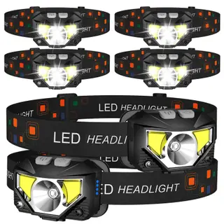 LHKNL Headlamp Flashlight, Lumen Bright Head Lamps LED Rechargeable Camping | 6-Pack Ultra-Light, with White Red Light, Waterproof Motion Sensor Headlight, 8 Modes for Outdoor Running Hiking Fishing