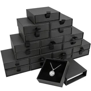 Jewelry Gift Boxes, 20 Pack 3.5×3.5x1Inch Cardboard Jewelry Boxes, Bulk Small Jewelry Boxes with Lids for Necklace Ring Earring Display Box (Black)