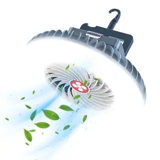 Portable Camping Fan with LED Lantern USB Rechargeable Waterproof Tent Fan with Hanging Hook Magnet Survival Kits for Indoor Outdoor Hiking Car Office Desk Outdoor Emergency Power Outage