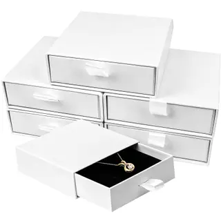Cardboard Jewelry Boxes, 5 Pack 3.5×3.5x1Inch Jewelry Gift Boxes, Bulk Cotton Filled Small Jewelry Boxes with Lids for Necklace Ring Earring Display Box (White)