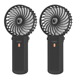 Lepwings Portable Fan Handheld 2 Pack - Mini Rechargeable Neck Hanging Fan with 16-Hour Cooling, 4-Speeds Foldable Pocket Fan for Summer Outdoor Travel Home Office - Black