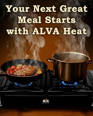 ALVA Short Stand Firepit Gas Patio Heater (With Lava Stones) | Outdoor Use | Hose & Regulator Included | LPGSA Certified | 12 Month Warranty