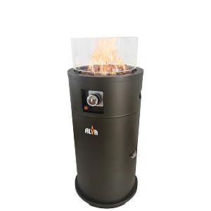 ALVA Short Stand Firepit Gas Patio Heater (With Lava Stones) | Outdoor Use | Hose & Regulator Included | LPGSA Certified | 12 Month Warranty
