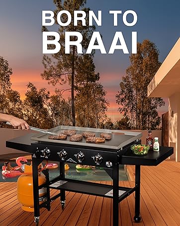 ALVA Short Stand Firepit Gas Patio Heater (With Lava Stones) | Outdoor Use | Hose & Regulator Included | LPGSA Certified | 12 Month Warranty