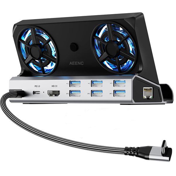 9-in-1 Gaming Console Docking Station Stand,Dual-Fan Cooling Charging Dock