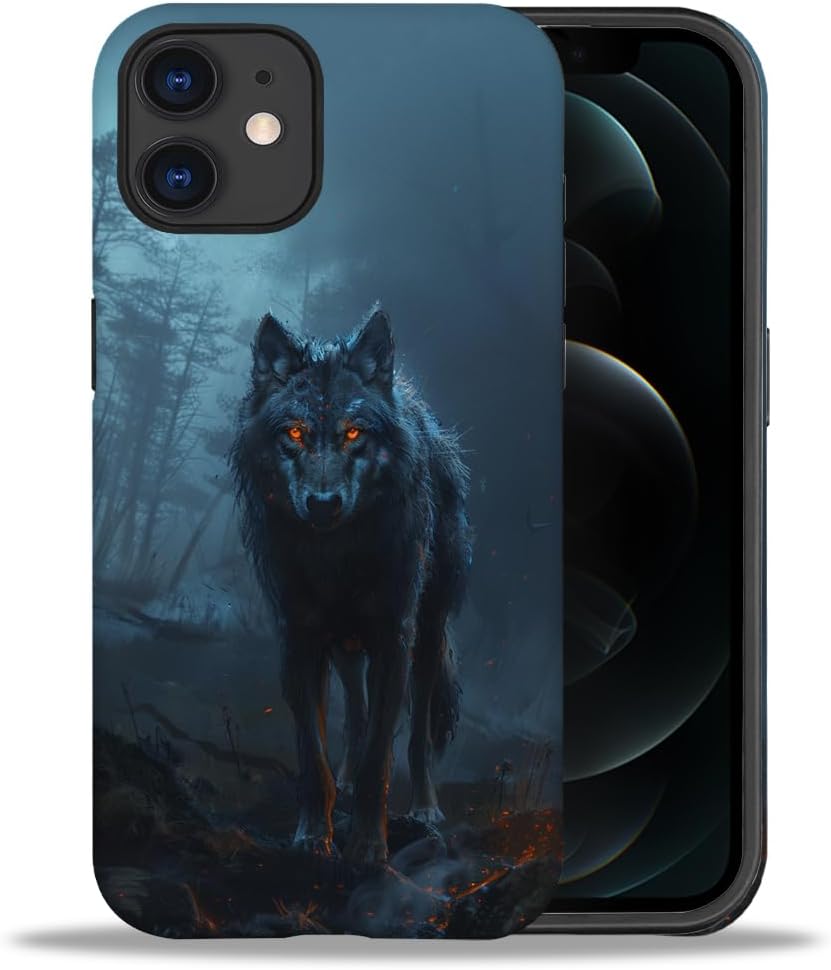 Compatible with iPhone 11 Case，Night Wolf Hunting Pattern Print Phone