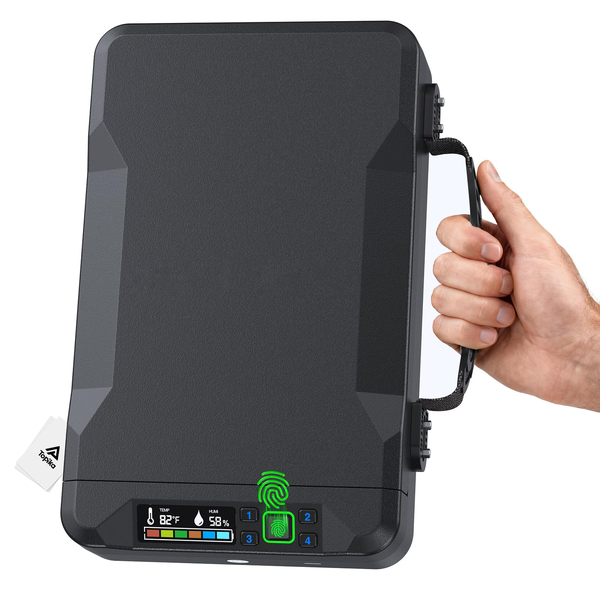 Topika - Gun Lock Box Mini Safe, Biometric Fingerprint & Keypad Pistol Safe